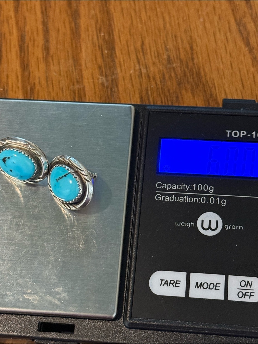 Vintage Navajo Sterling Silver Turquoise Earrings Native American Studs 6 grams - Picture 12 of 15